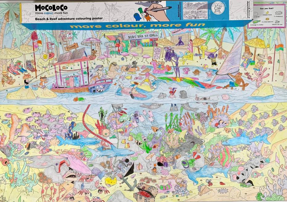 Beach and Reef Colouring Poster